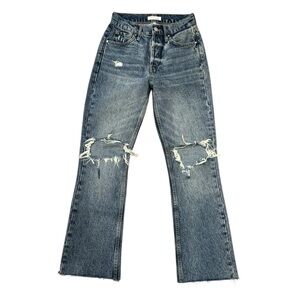 Annie Bing Womans Distressed Straight Jeans